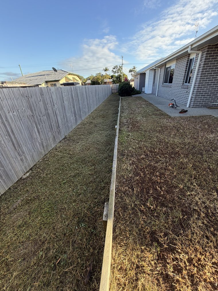 Mowed and trimmed side yard after pre-sale tidy-up, Avenell Heights